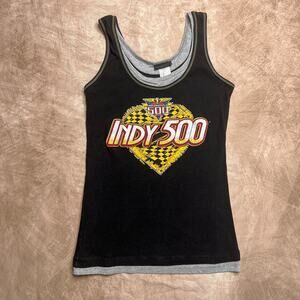 5th & Ocean Indy 500 Layered Tank Top Black Gray Sleeveless Ribbed Racing 2014